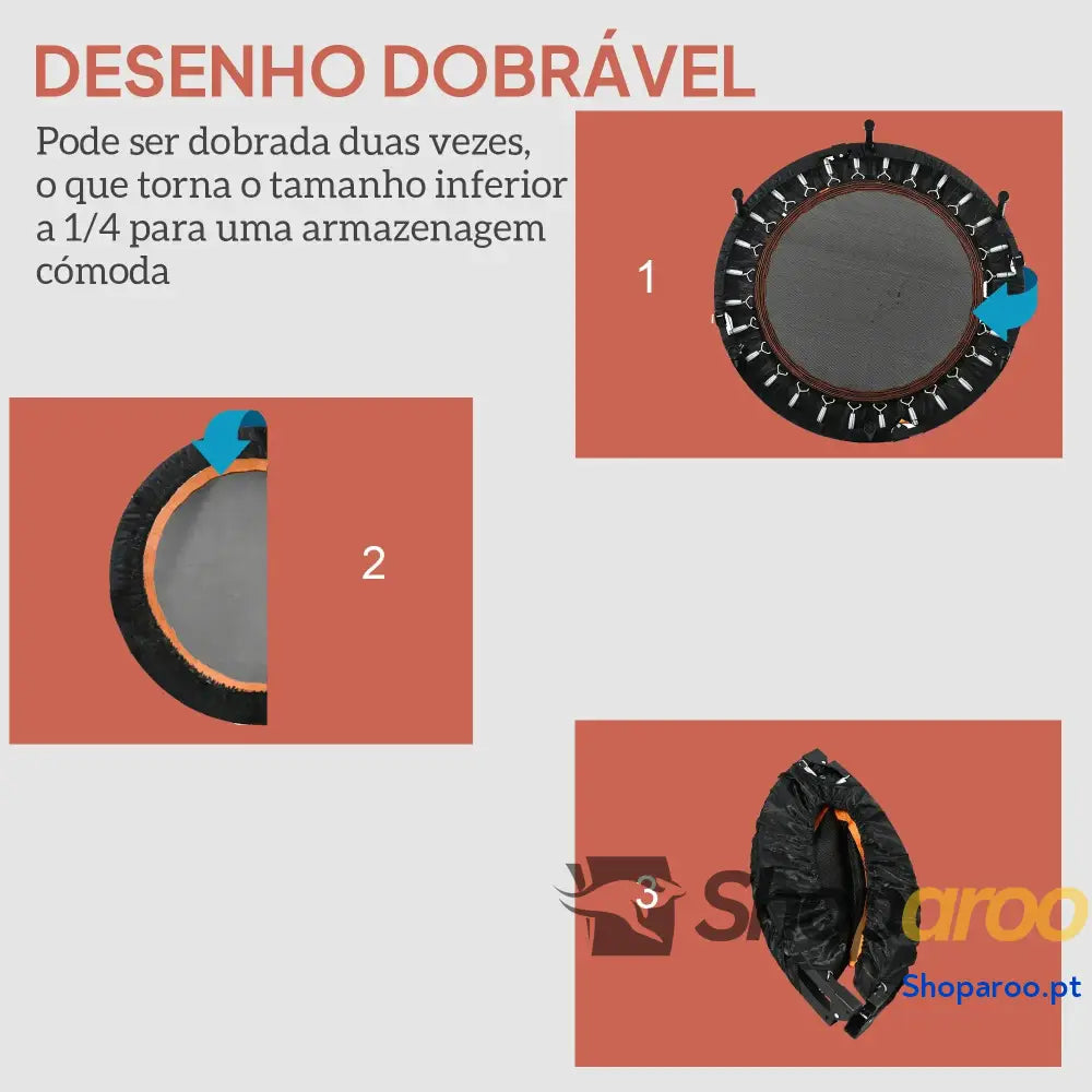 Trampolim Fitness Dobrável com Pega Ajustável em 4 Níveis