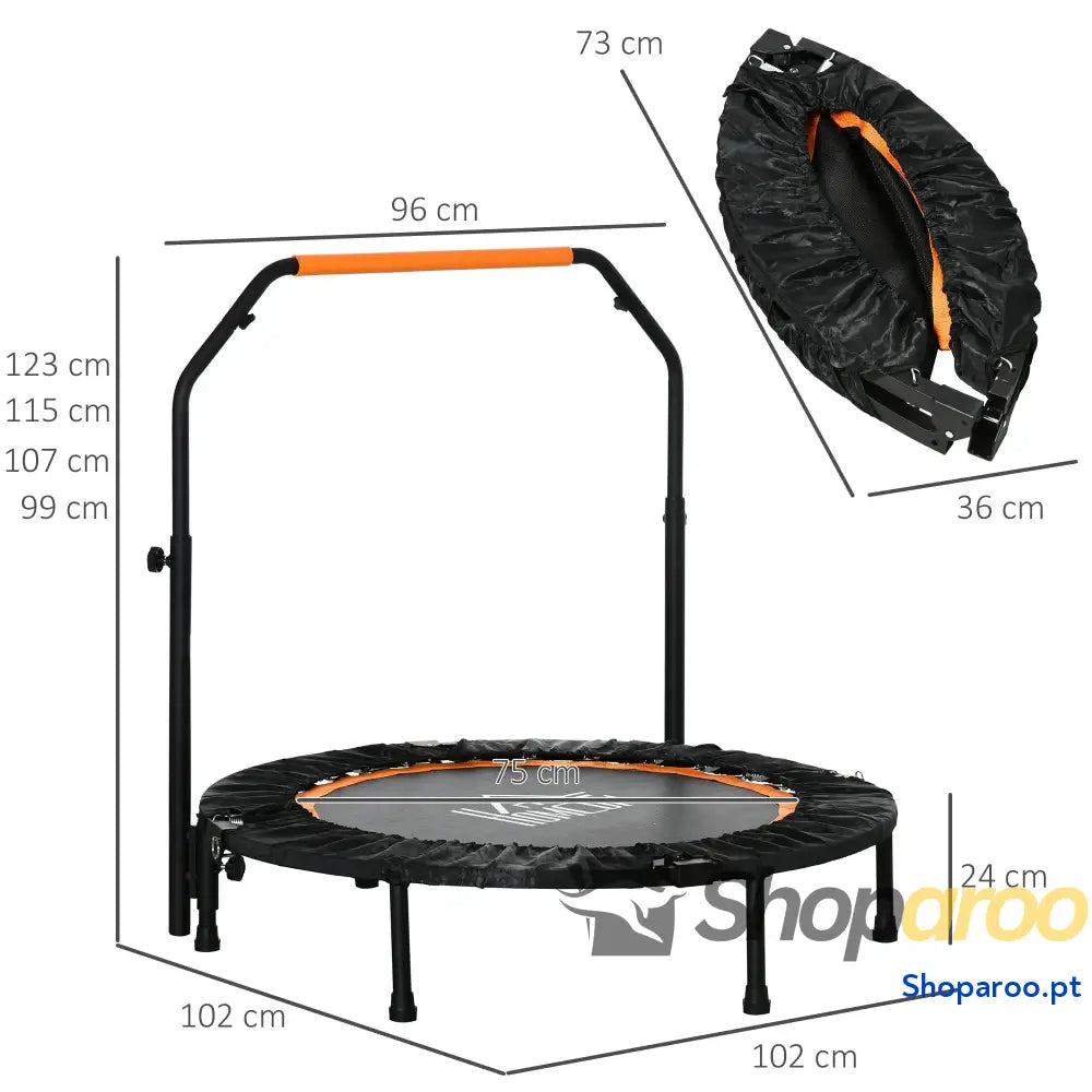 Trampolim Fitness Dobrável com Pega Ajustável em 4 Níveis