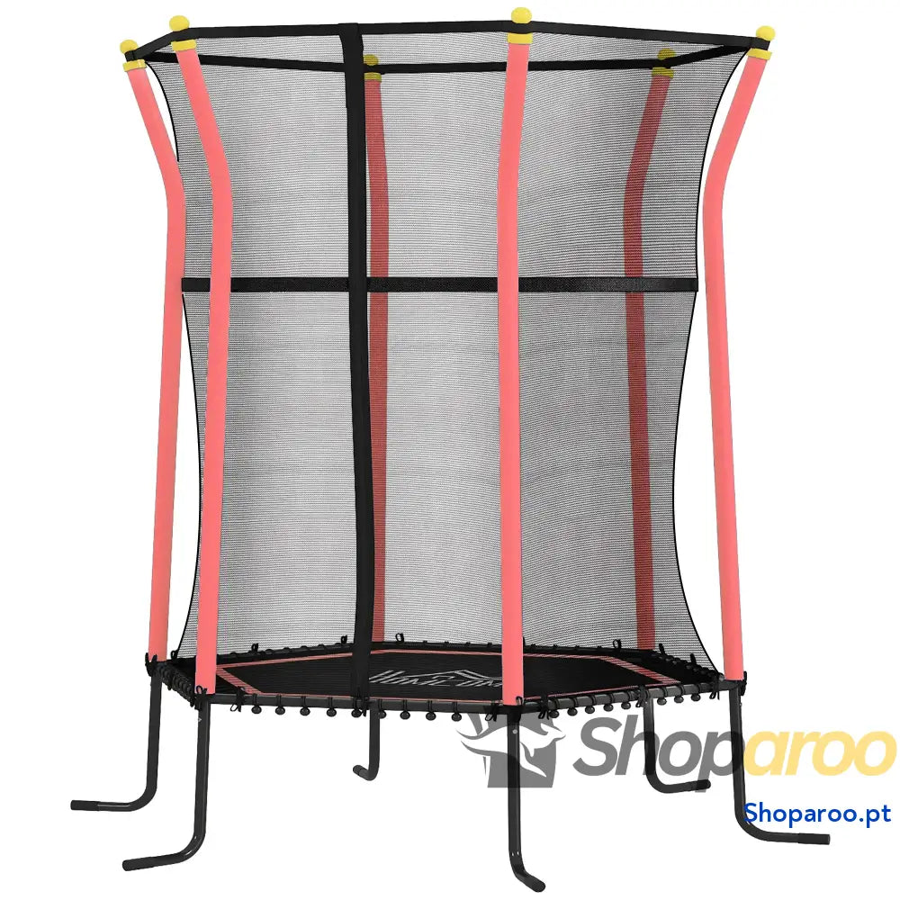 Trampolim para Crianças com Rede de Segurança e Estrutura Aço Interiores Exteriores Carga 50kg Ø163,5x190 cm Vermelho