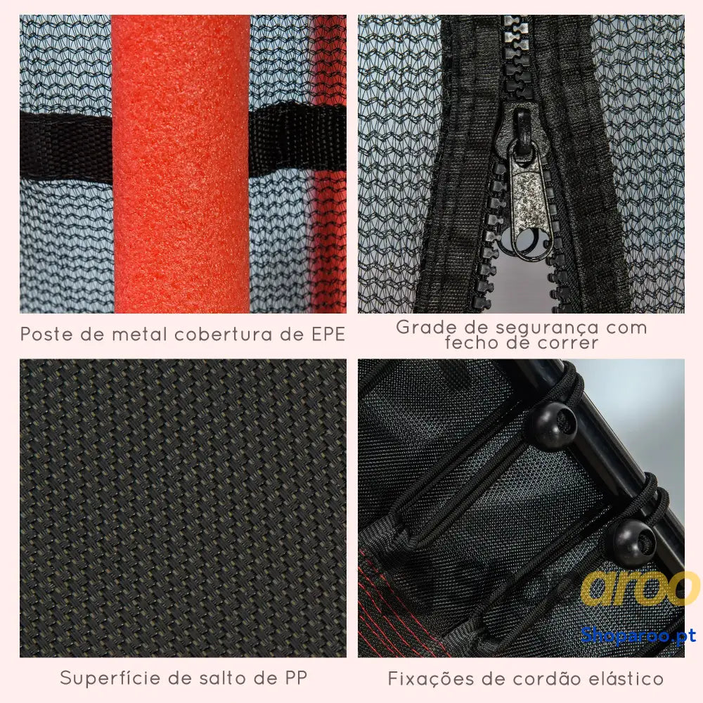Trampolim para Crianças com Rede de Segurança e Estrutura Aço Interiores Exteriores Carga 50kg Ø163,5x190 cm Vermelho