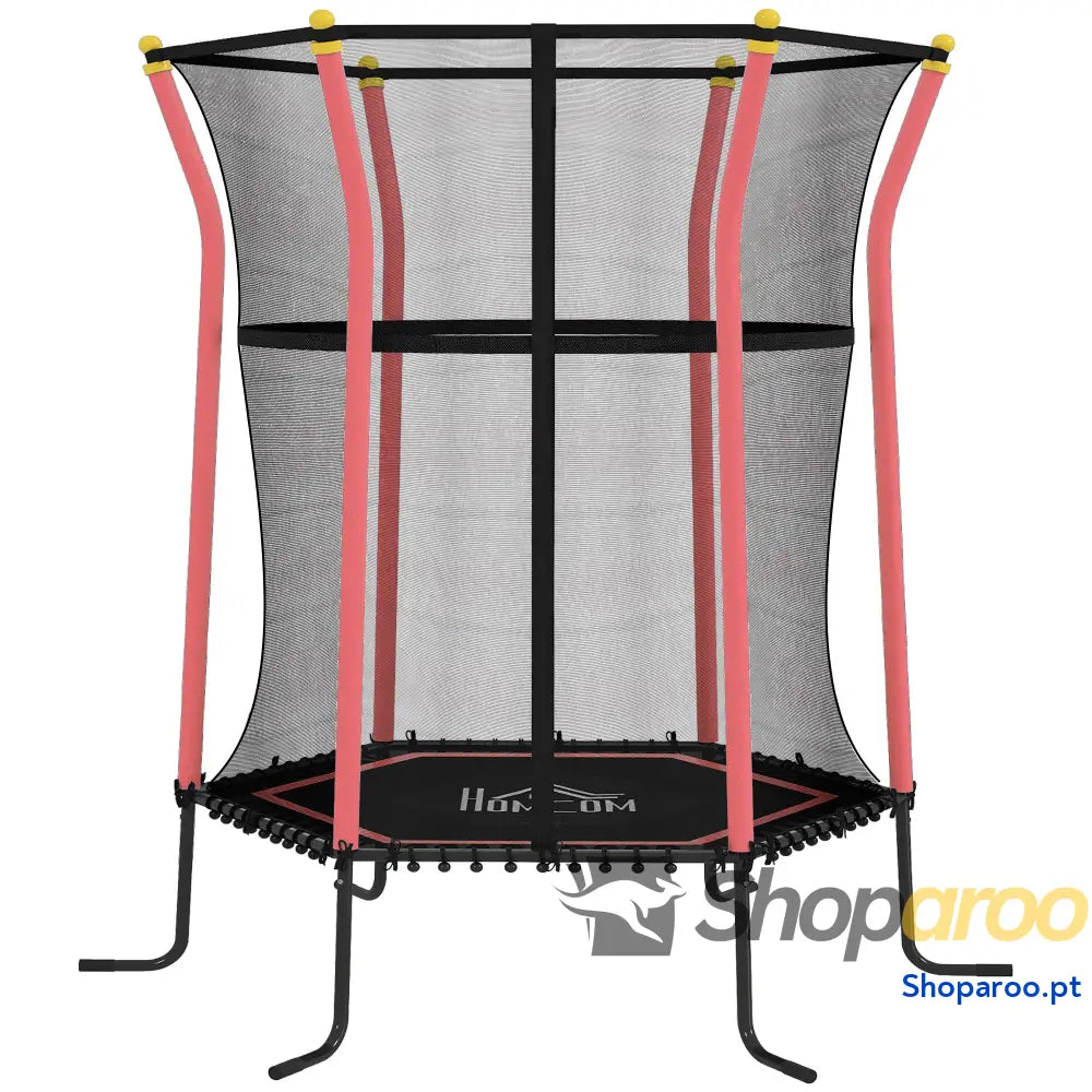 Trampolim para Crianças com Rede de Segurança e Estrutura Aço Interiores Exteriores Carga 50kg Ø163,5x190 cm Vermelho