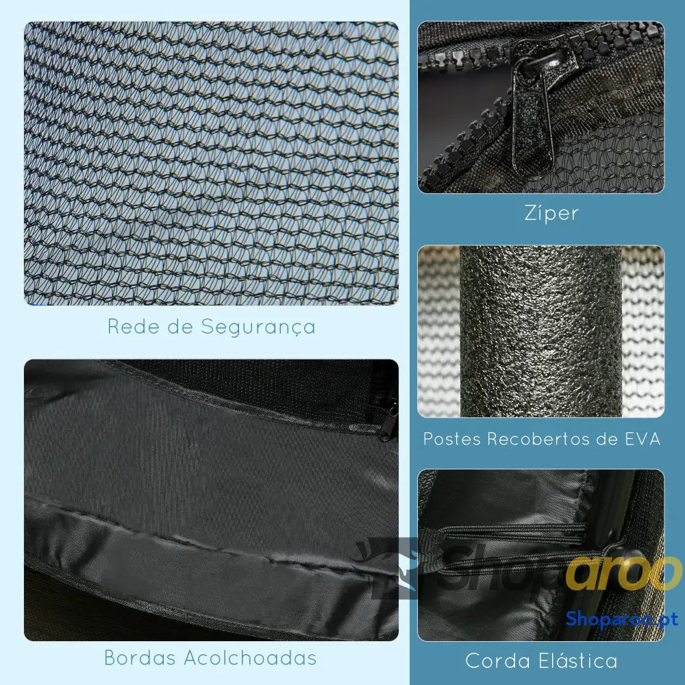 Trampolim para Crianças com Rede de Segurança e Estrutura Aço Preto