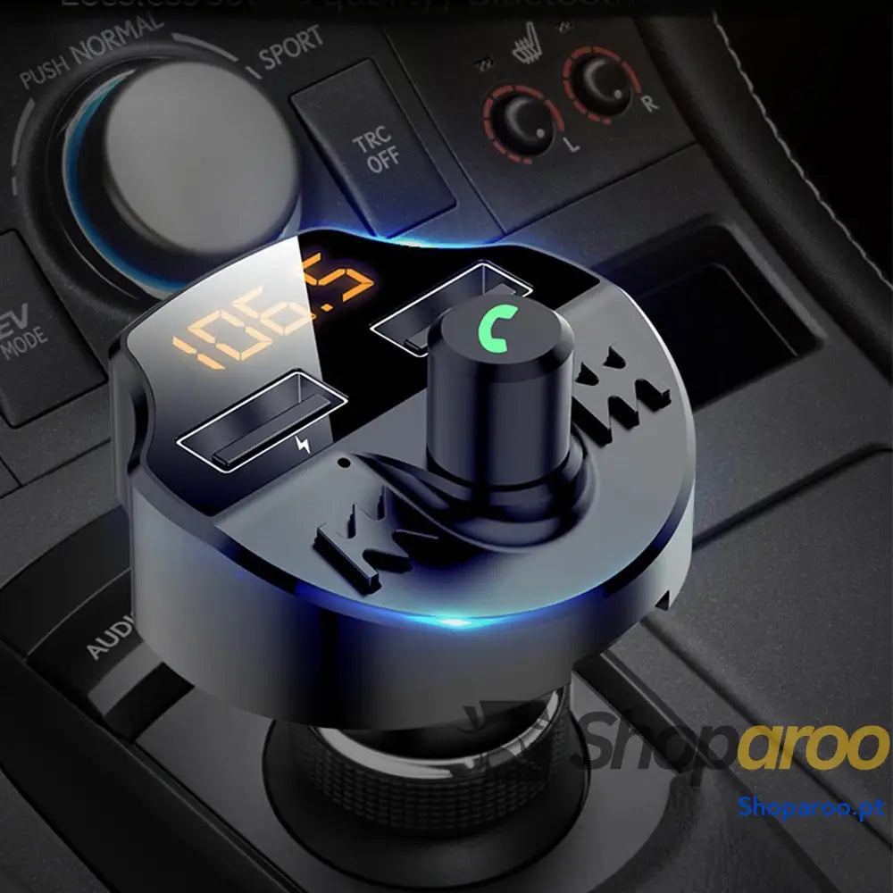 Transmissor Fm para automóvel Bluetooth 5.0 Adaptador de modulador leitor Mp3 Tensão da bateria Cartão TF Mãos livres