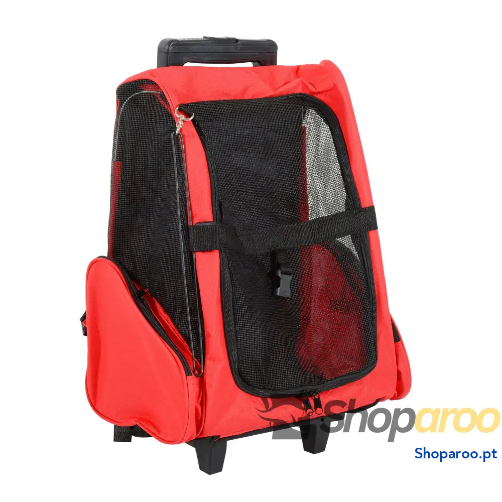 Transportadora 2 em 1 para Animais de Estimação Mochila e Carrinho Vermelha