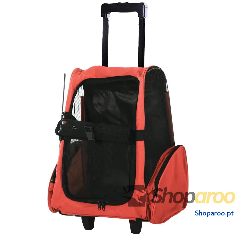Transportadora 2 em 1 para Animais de Estimação Mochila e Carrinho Vermelha