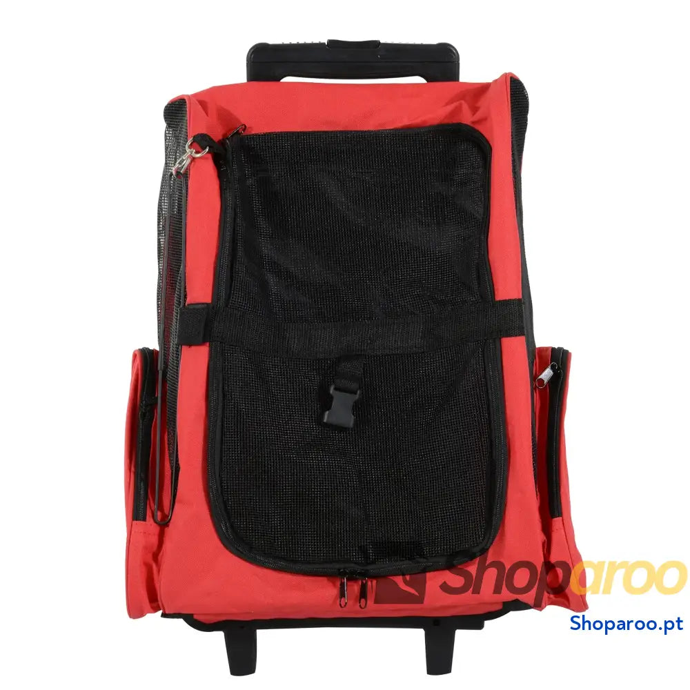 Transportadora 2 em 1 para Animais de Estimação Mochila e Carrinho Vermelha