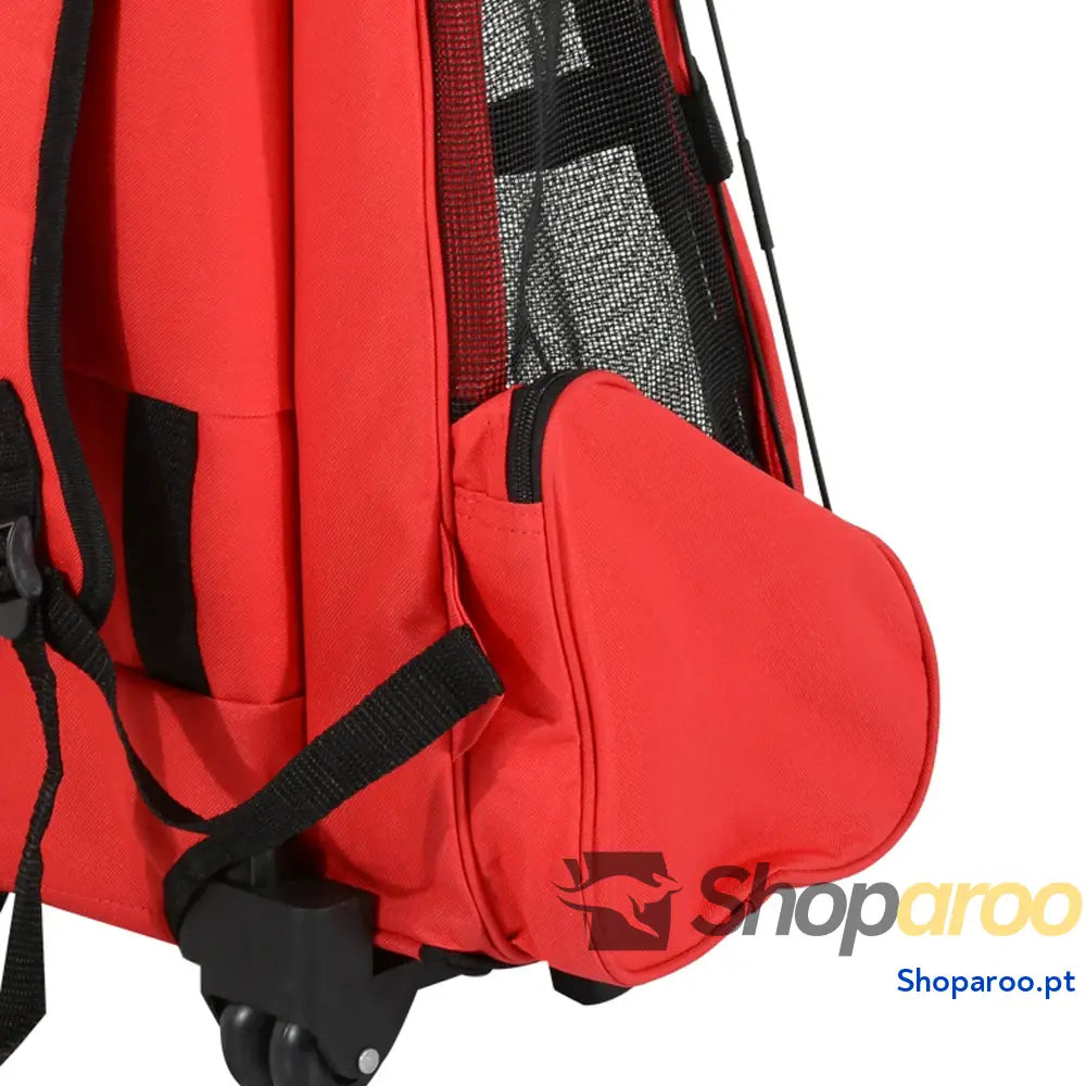 Transportadora 2 em 1 para Animais de Estimação Mochila e Carrinho Vermelha