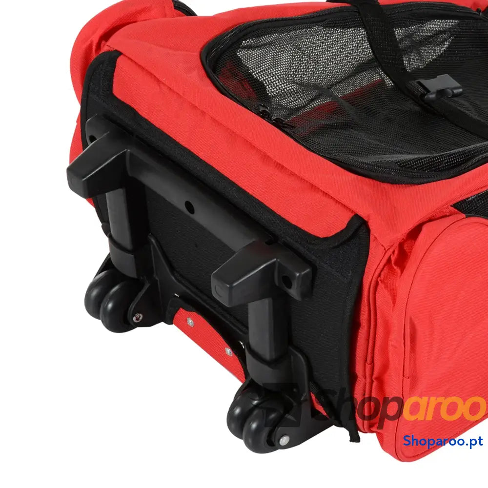 Transportadora 2 em 1 para Animais de Estimação Mochila e Carrinho Vermelha