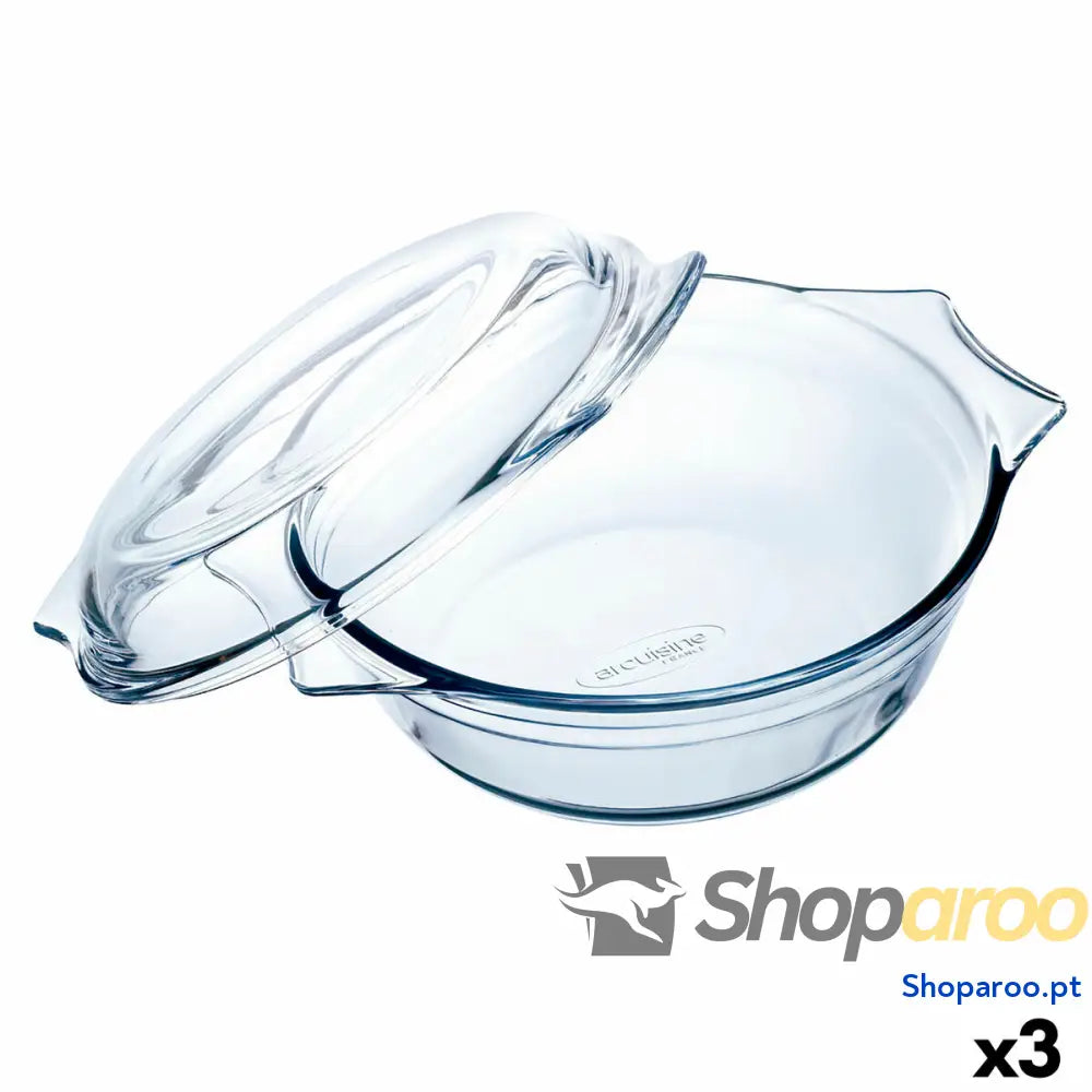 Travessa para o Forno Ô Cuisine Ocuisine Vidrio Transparente Vidro 23,5 x 20,5 10 cm Com tampa (3 Unidades)