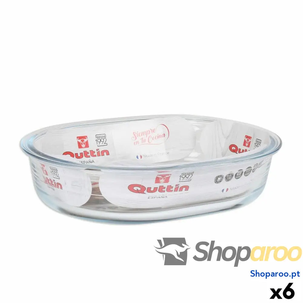 Travessa para o Forno Quttin Vidro Oval 1,5 L 23,7 x 18,8 cm (6 Unidades)