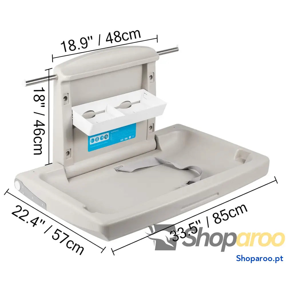 Trocador de parede para bebé trocador dobrável 33,5 x 22,4 18,5’’ mudadores interruptor fraldas horizontal cinzento