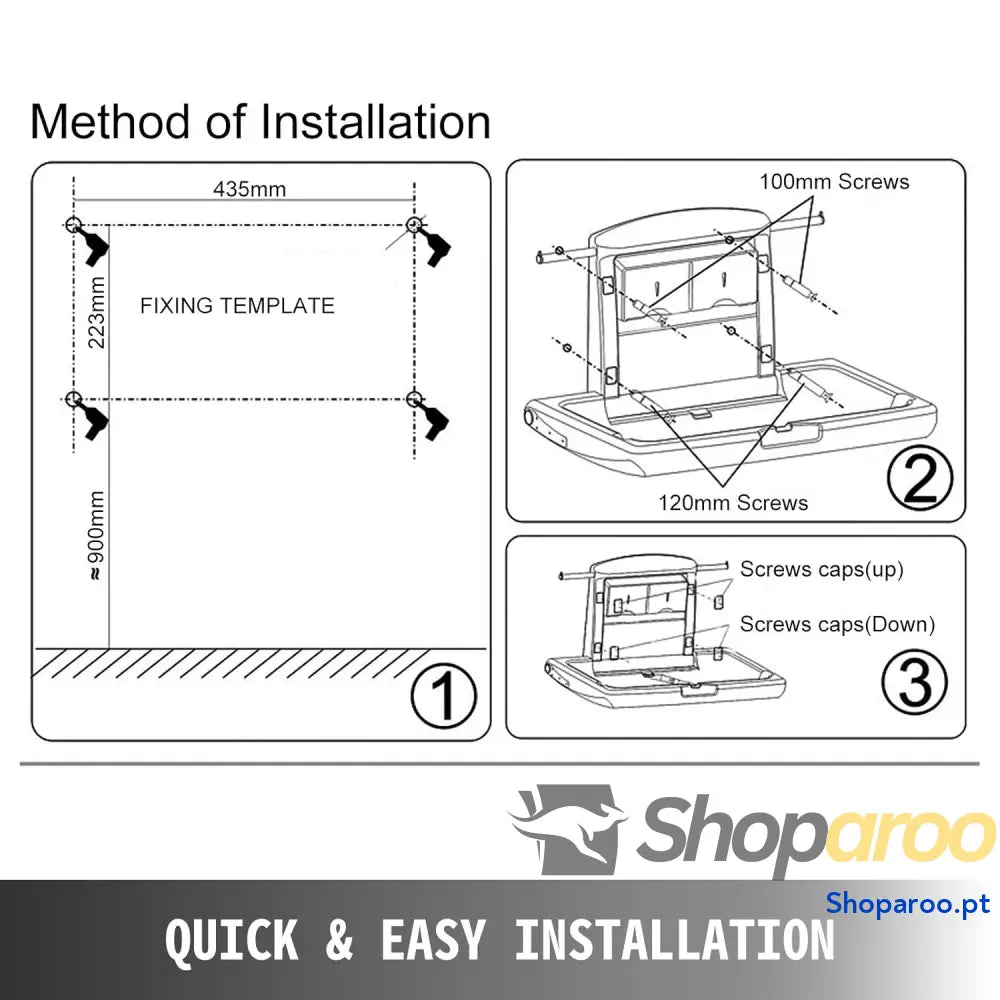 Trocador de parede para bebé trocador dobrável 33,5 x 22,4 18,5’’ mudadores interruptor fraldas horizontal cinzento