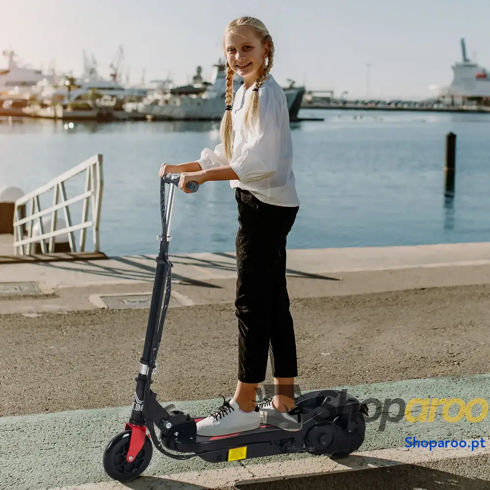 Trotinete Elétrico Dobrável Infantil com Altura Ajustável 50kg Preto
