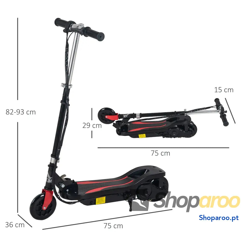 Trotinete Elétrico Dobrável Infantil com Altura Ajustável 50kg Preto
