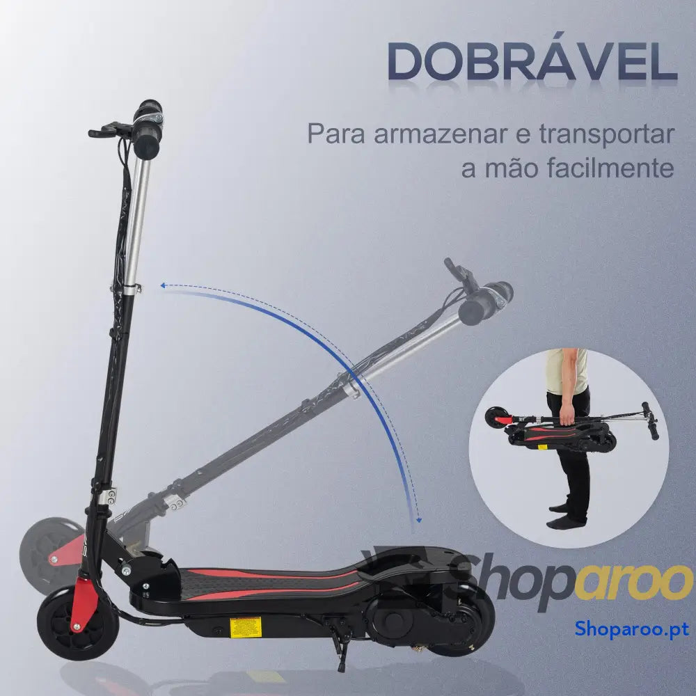Trotinete Elétrico Dobrável Infantil com Altura Ajustável 50kg Preto