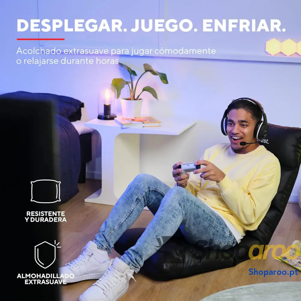 Trust Gaming GXT 718 Rayzee Cadeira dobrável almofada de chão para consolas encosto ajustável peso até 125 kg cadeira