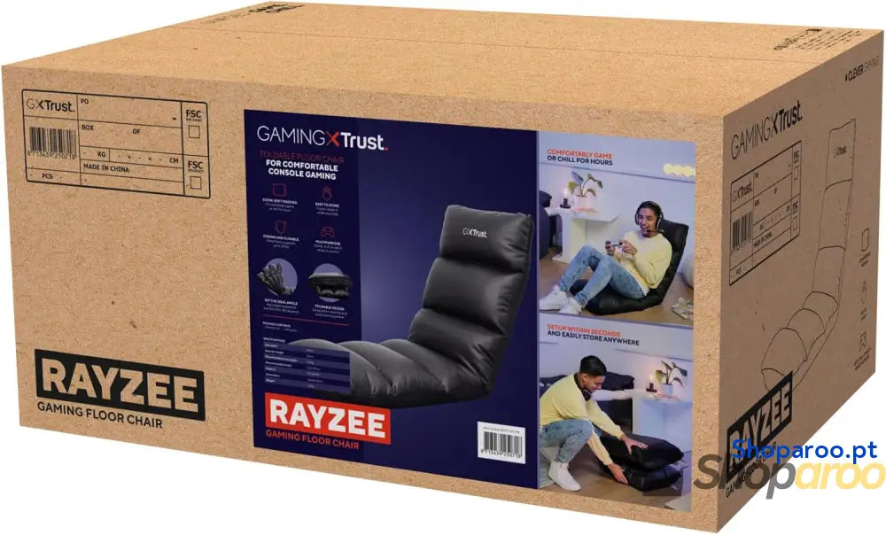 Trust Gaming GXT 718 Rayzee Cadeira dobrável almofada de chão para consolas encosto ajustável peso até 125 kg cadeira