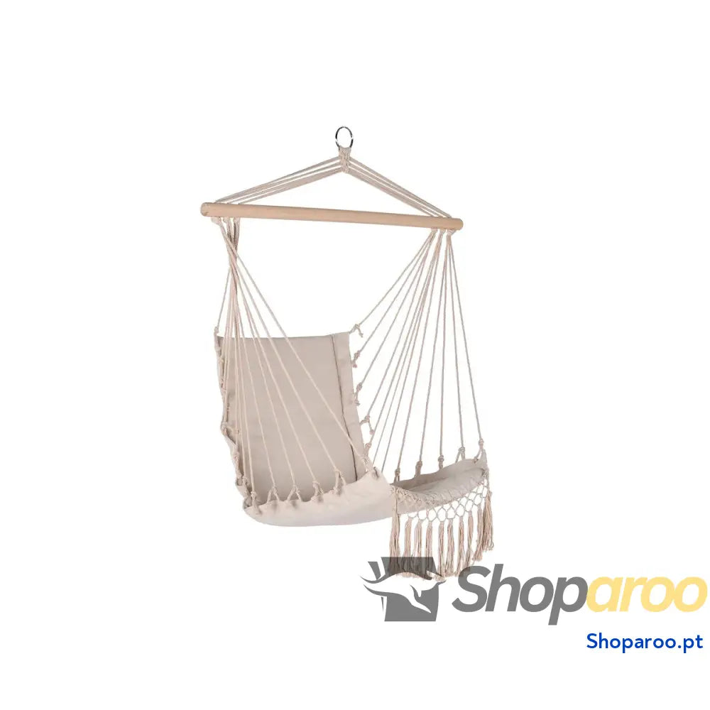 Tuinstoel Home ESPRIT Branco Natural Algodão Madeira 90 x 50 x 130 cm