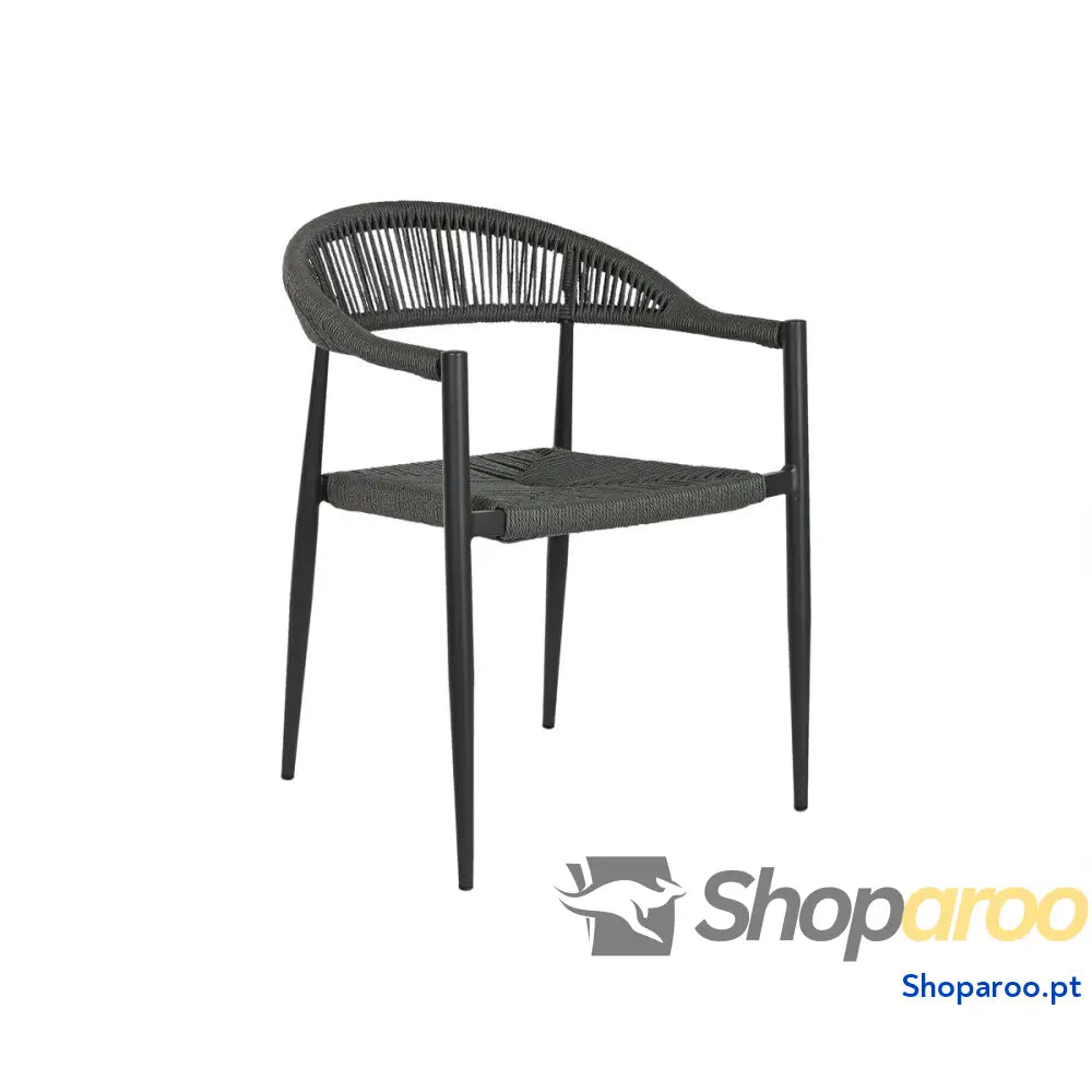 Tuinstoel Home ESPRIT Preto Cinzento escuro Alumínio Rotim 56 x 60 x 78 cm