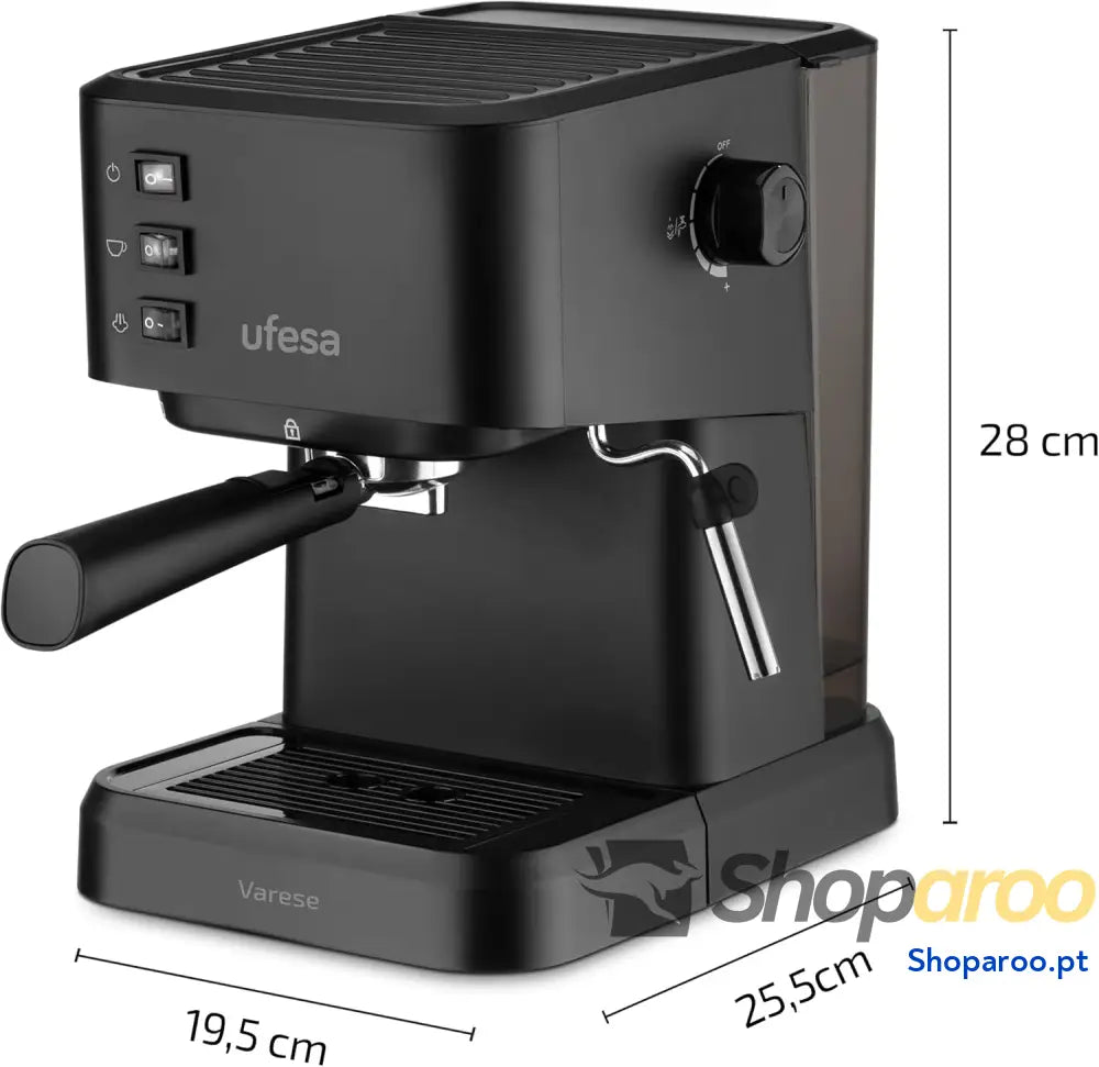 Ufesa Varese Máquina de café expresso e cappuccino compacta 1050 W vaporizador orientável 20 bar 1 ou 2 cafés depósito