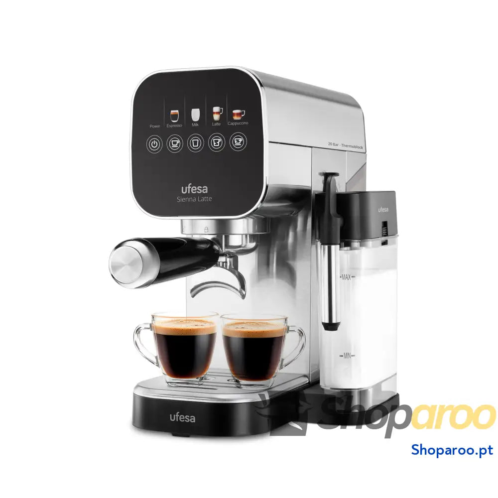 Ufesa Varese Máquina de café expresso e cappuccino compacta 1050 W vaporizador orientável 20 bar 1 ou 2 cafés depósito
