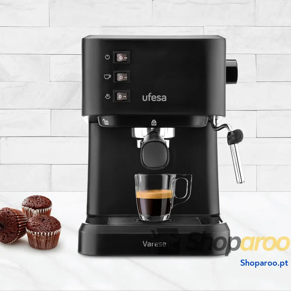 Ufesa Varese Máquina de café expresso e cappuccino compacta 1050 W vaporizador orientável 20 bar 1 ou 2 cafés depósito
