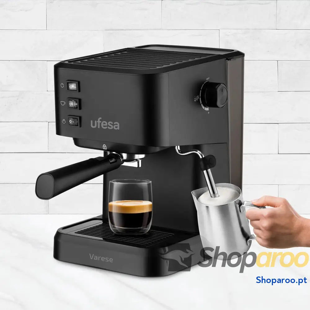 Ufesa Varese Máquina de café expresso e cappuccino compacta 1050 W vaporizador orientável 20 bar 1 ou 2 cafés depósito