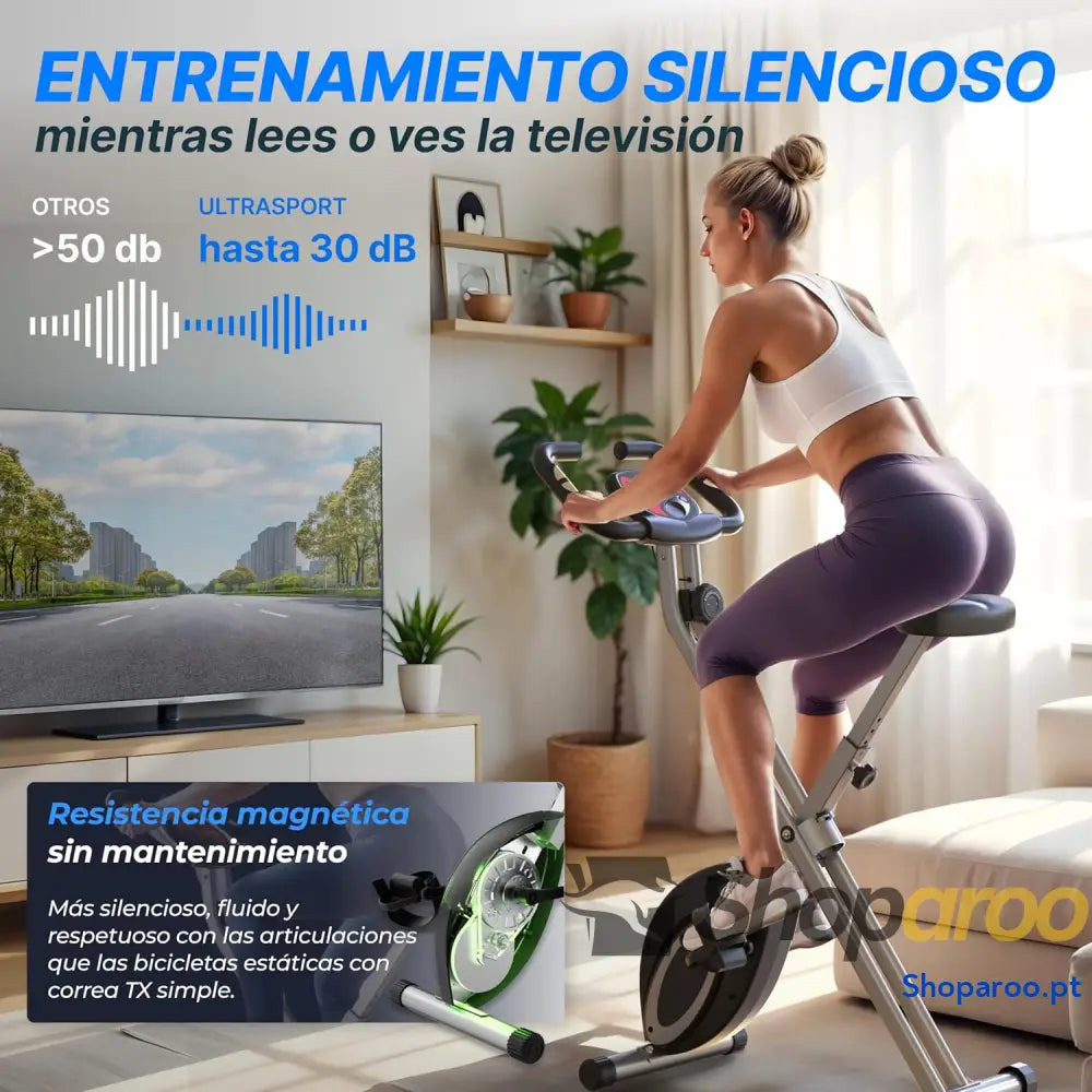 Ultrasport F Bike bicicleta ergométrica treino em casa dobrável computador de integrado sensores pulsação nas mãos 8
