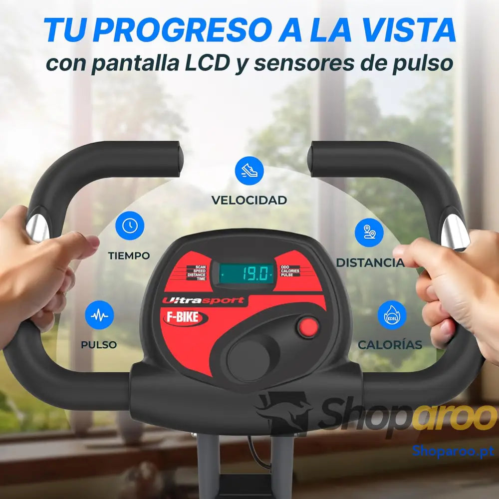 Ultrasport F Bike bicicleta ergométrica treino em casa dobrável computador de integrado sensores pulsação nas mãos 8