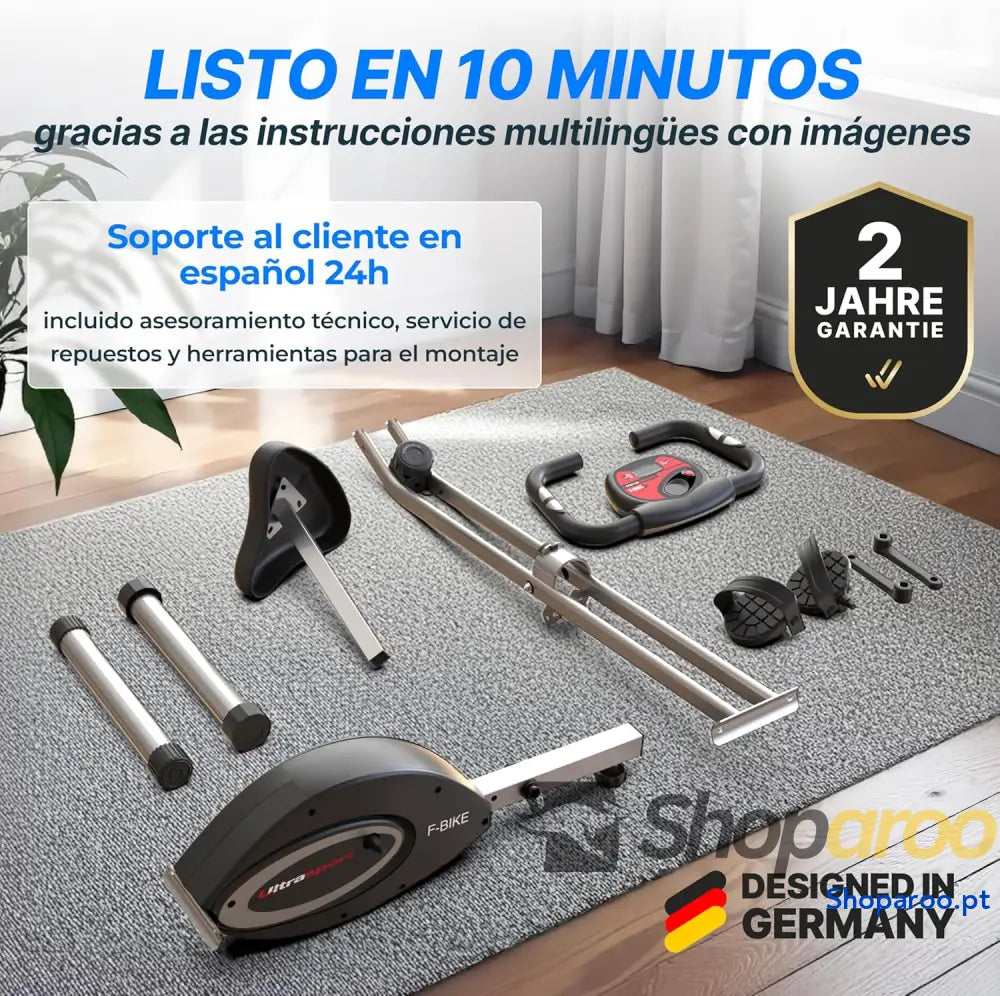 Ultrasport F Bike bicicleta ergométrica treino em casa dobrável computador de integrado sensores pulsação nas mãos 8