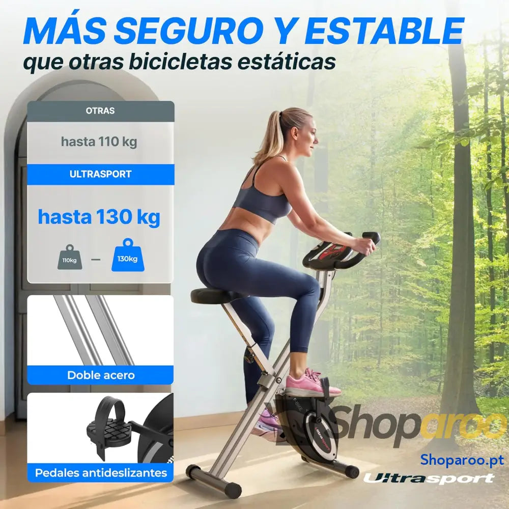Ultrasport F Bike bicicleta ergométrica treino em casa dobrável computador de integrado sensores pulsação nas mãos 8