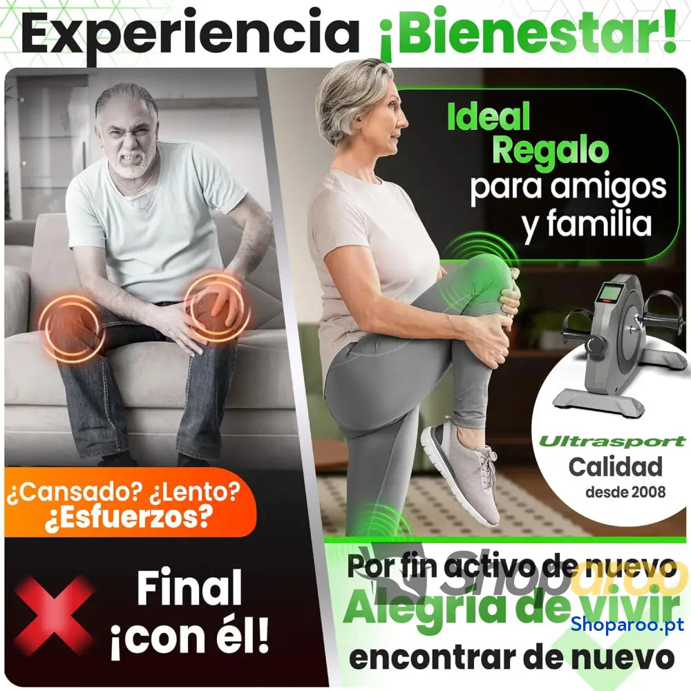 Ultrasport Mini bicicleta estática compacta exercitador de braços e pernas pedais ideal para idosos