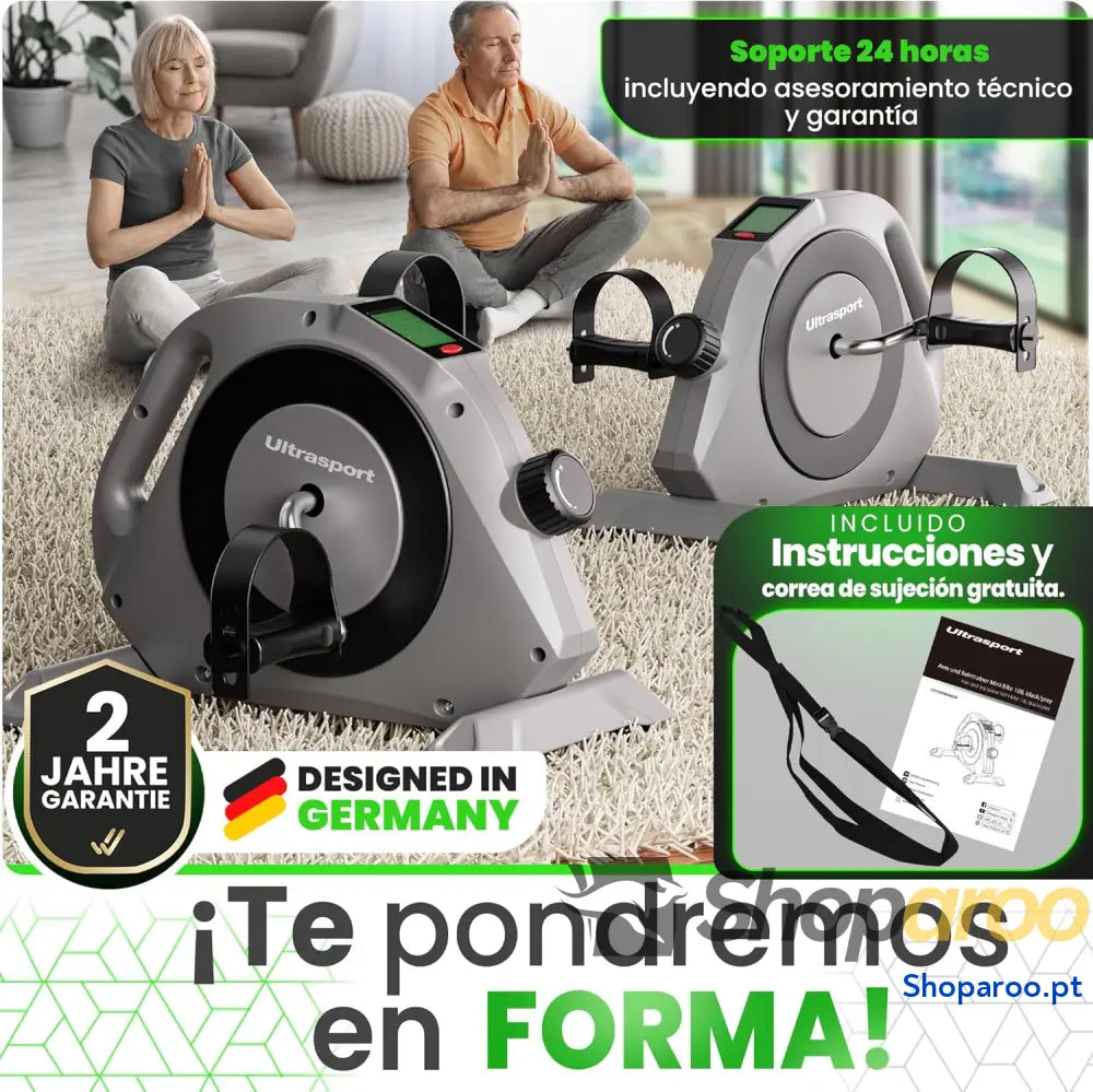 Ultrasport Mini bicicleta estática compacta exercitador de braços e pernas pedais ideal para idosos