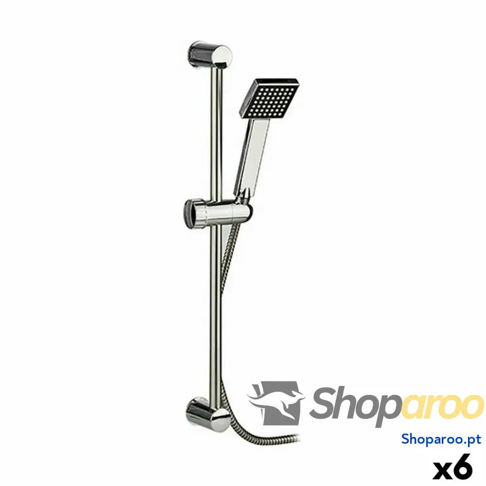 Um chuveiro com torneira para direcionar o jato de água Berilo 9721159BC Prateado Aço Plástico Quadrado 18 x 8 x 72,5 cm 3 Peças