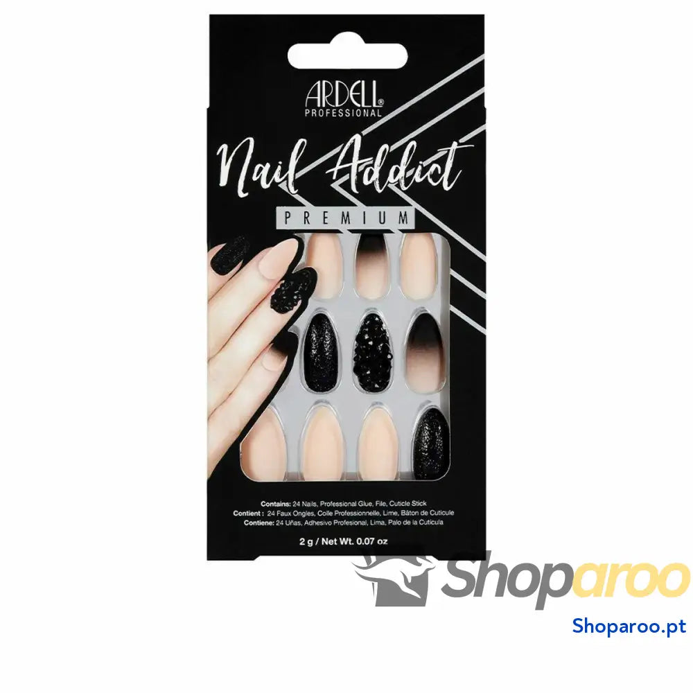 Unhas postiças Ardell Nail Addict Black Stud & Pink Ombre (24 pcs)