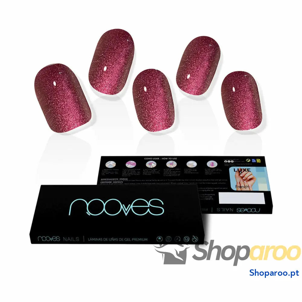 Unhas postiças Nooves Ruby Claret Gel Autoadesivas