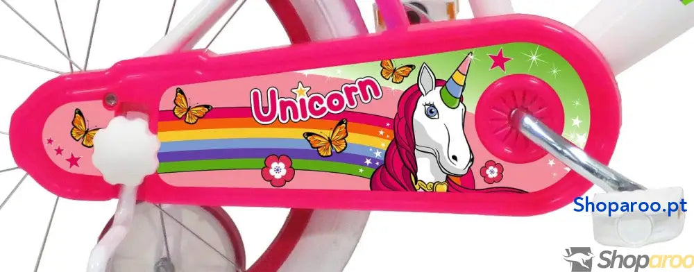 Unicórnio Bicicleta para crianças branco rosa 40,64 cm