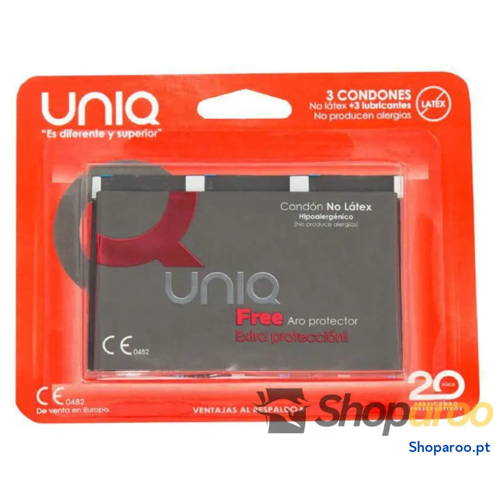 UNIQ PRESERVATIVOS SEM LÁTEX COM ANEL PROTETOR 3 UNIDADES