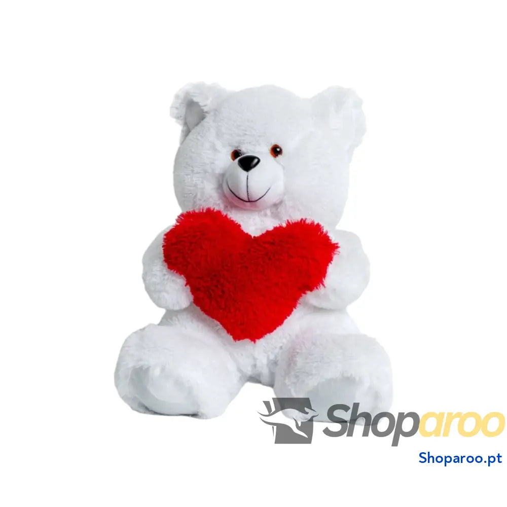 Urso de Peluche GO GIFT FRANK 50 WH Branco Felpa Coração cm