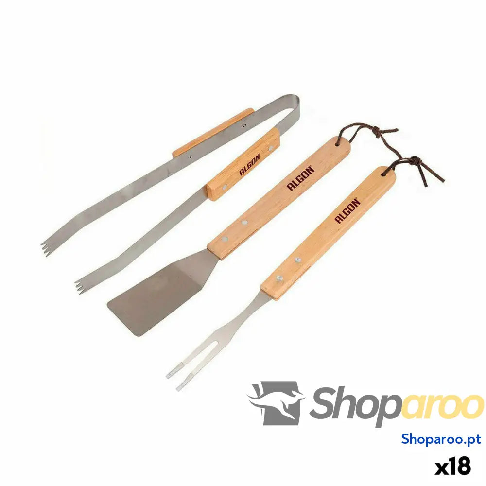 Utensílios para churrasco Algon Madeira 18 Unidades (3 Peças)