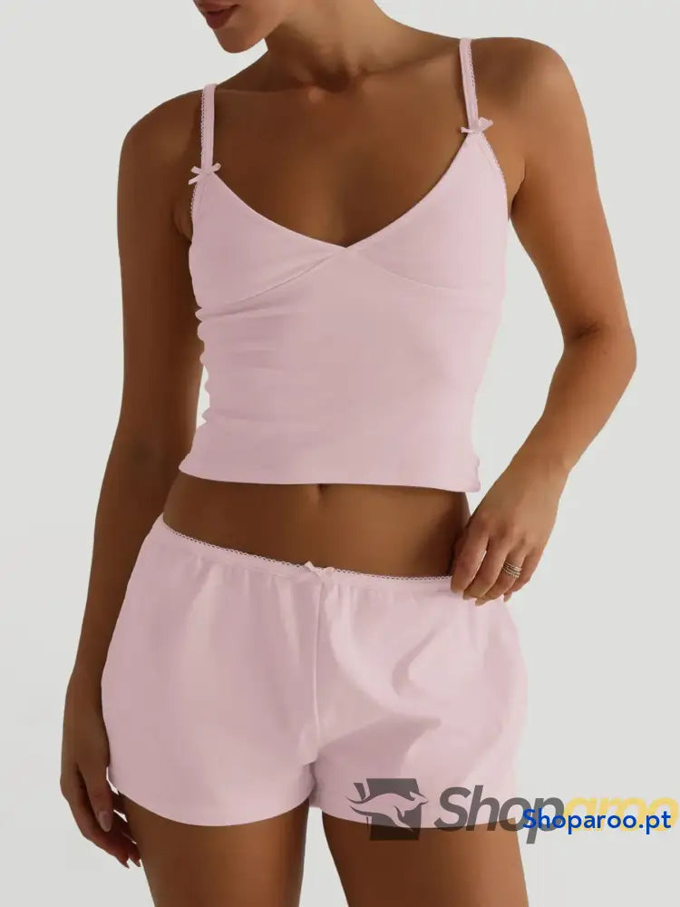 V-Neck Cami and Shorts Set