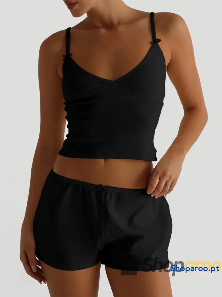 V-Neck Cami and Shorts Set