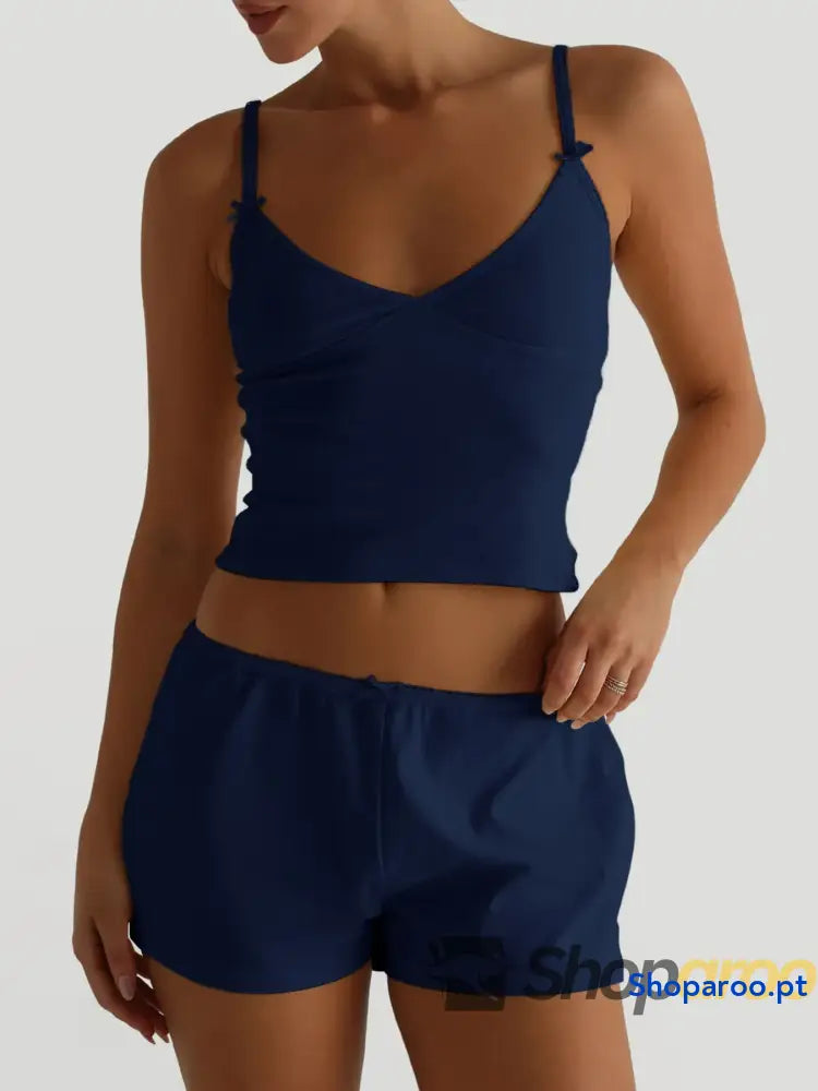 V-Neck Cami and Shorts Set