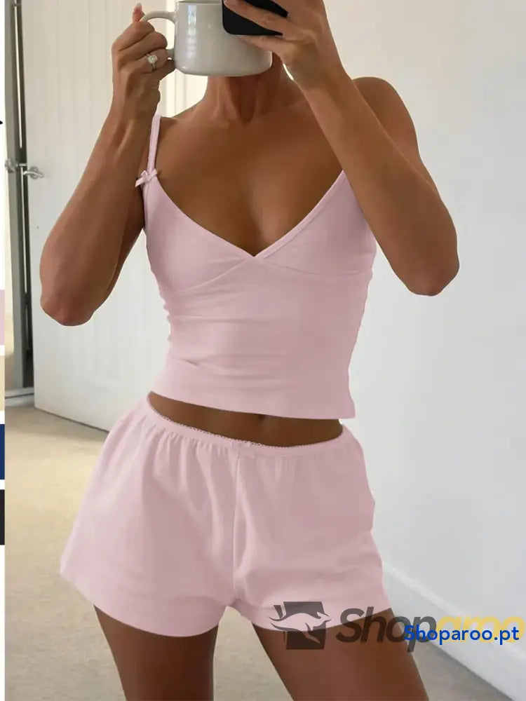 V-Neck Cami and Shorts Set