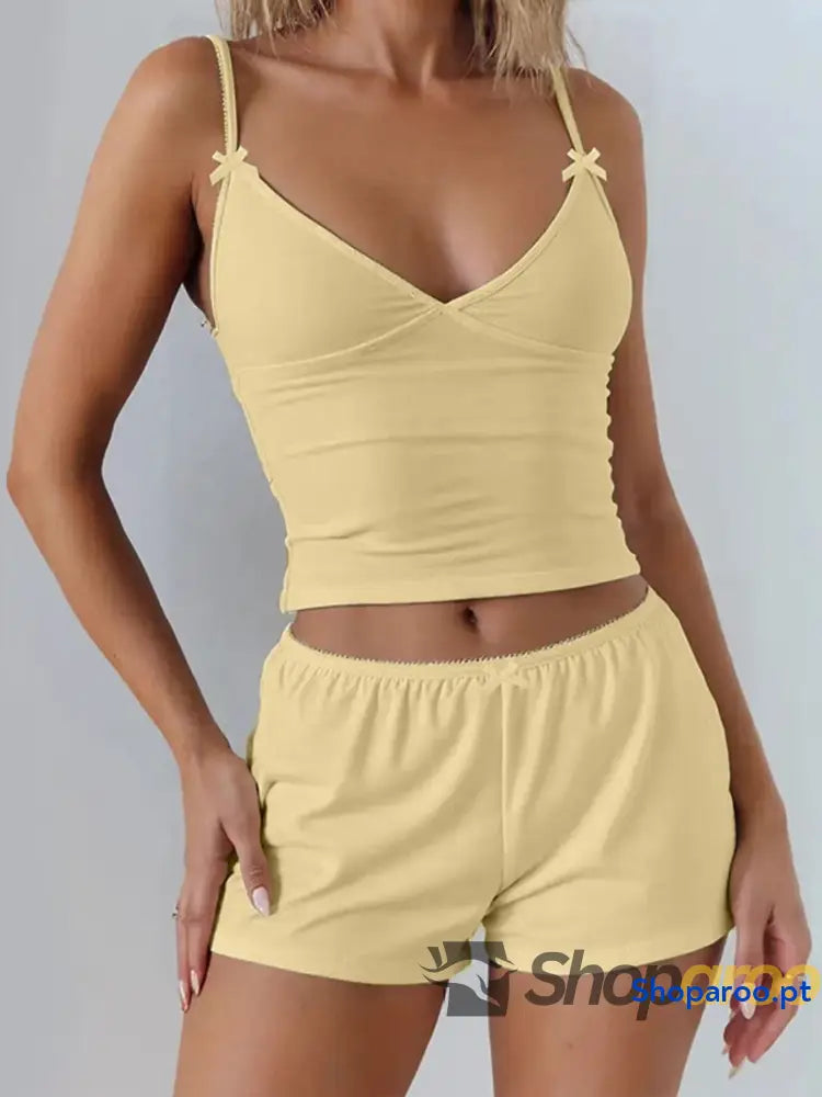 V-Neck Cami and Shorts Set