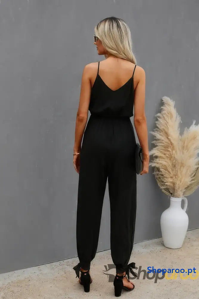 V Neck Spaghetti Straps Jumpsuit