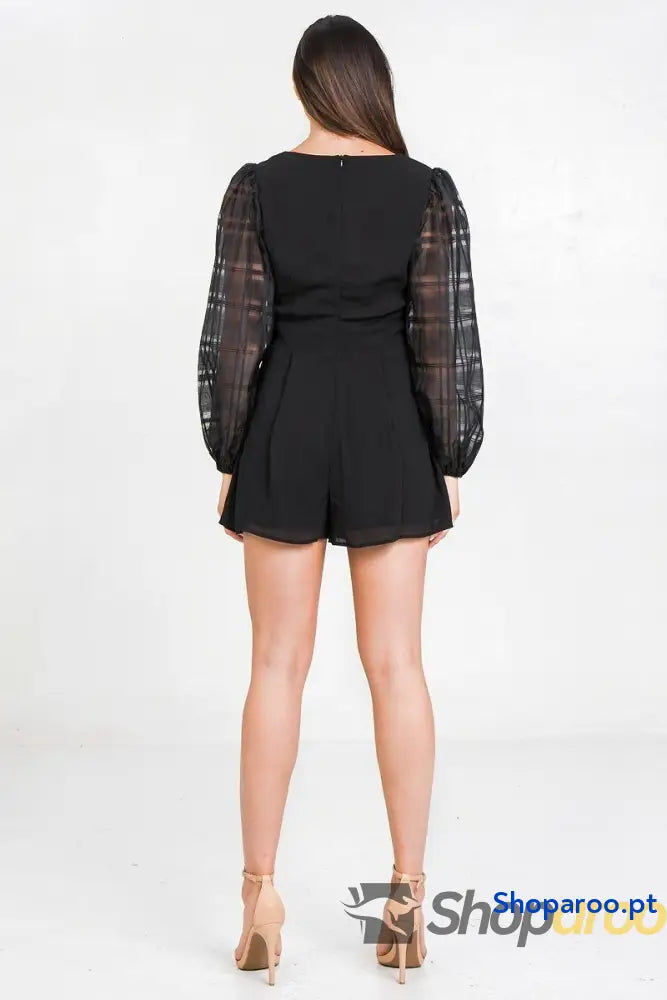 V Neckline Solid Romper