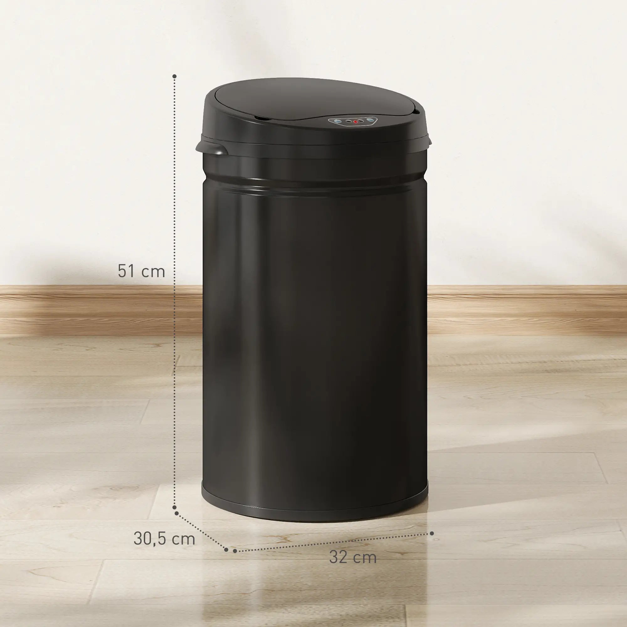 Balde de lixo de cozinha automático 30L inox sensor preto
