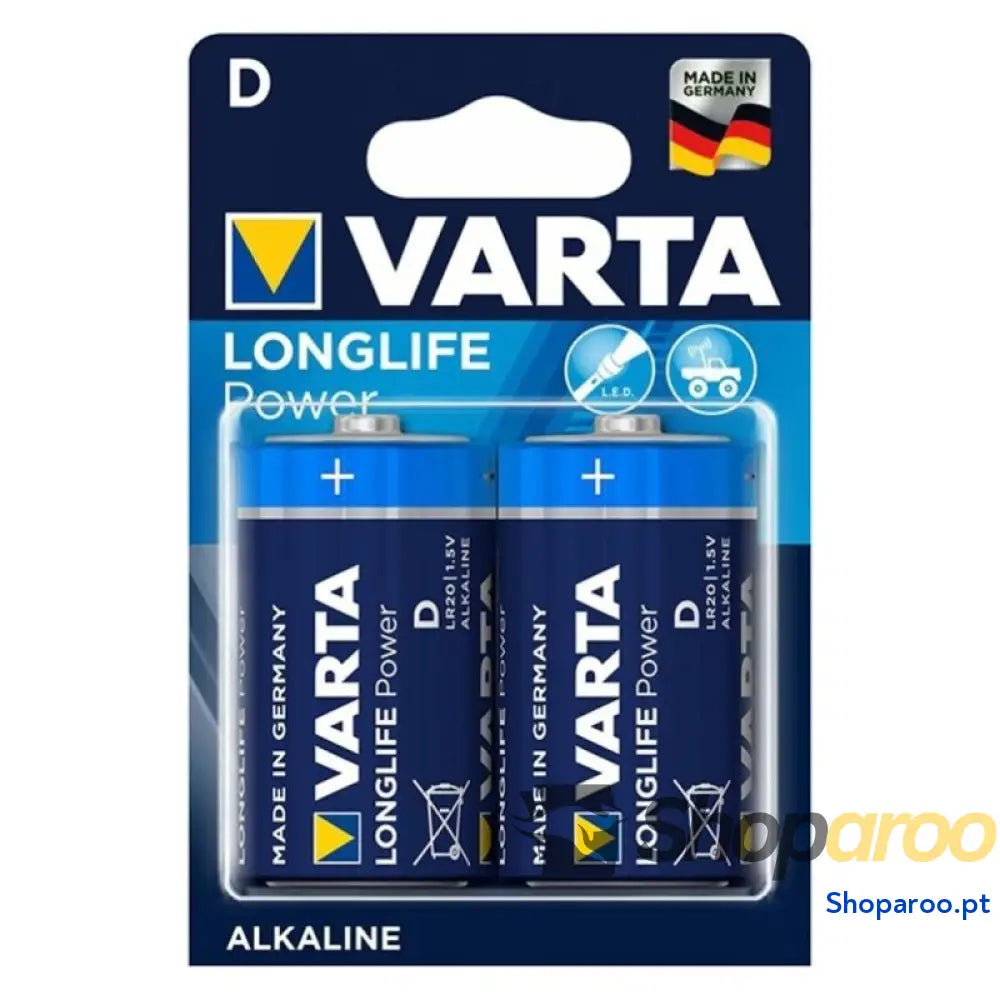 VARTA LONGLIFE POTÊNCIA ALCALINA BATERIA D LR20 2 UNIDADE