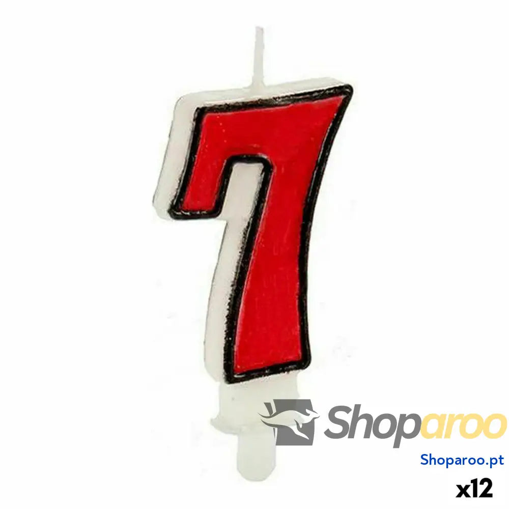 Vela Aniversário Branco Vermelho (12 Unidades)